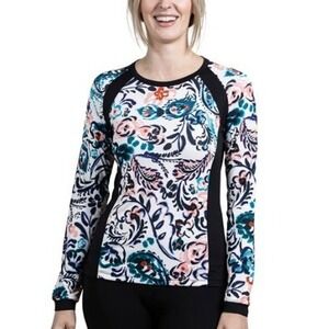 Kastel Denmark Izzy Ikat Multicolor Long Sleeve Moisture Wick Riding Sun Shirt L